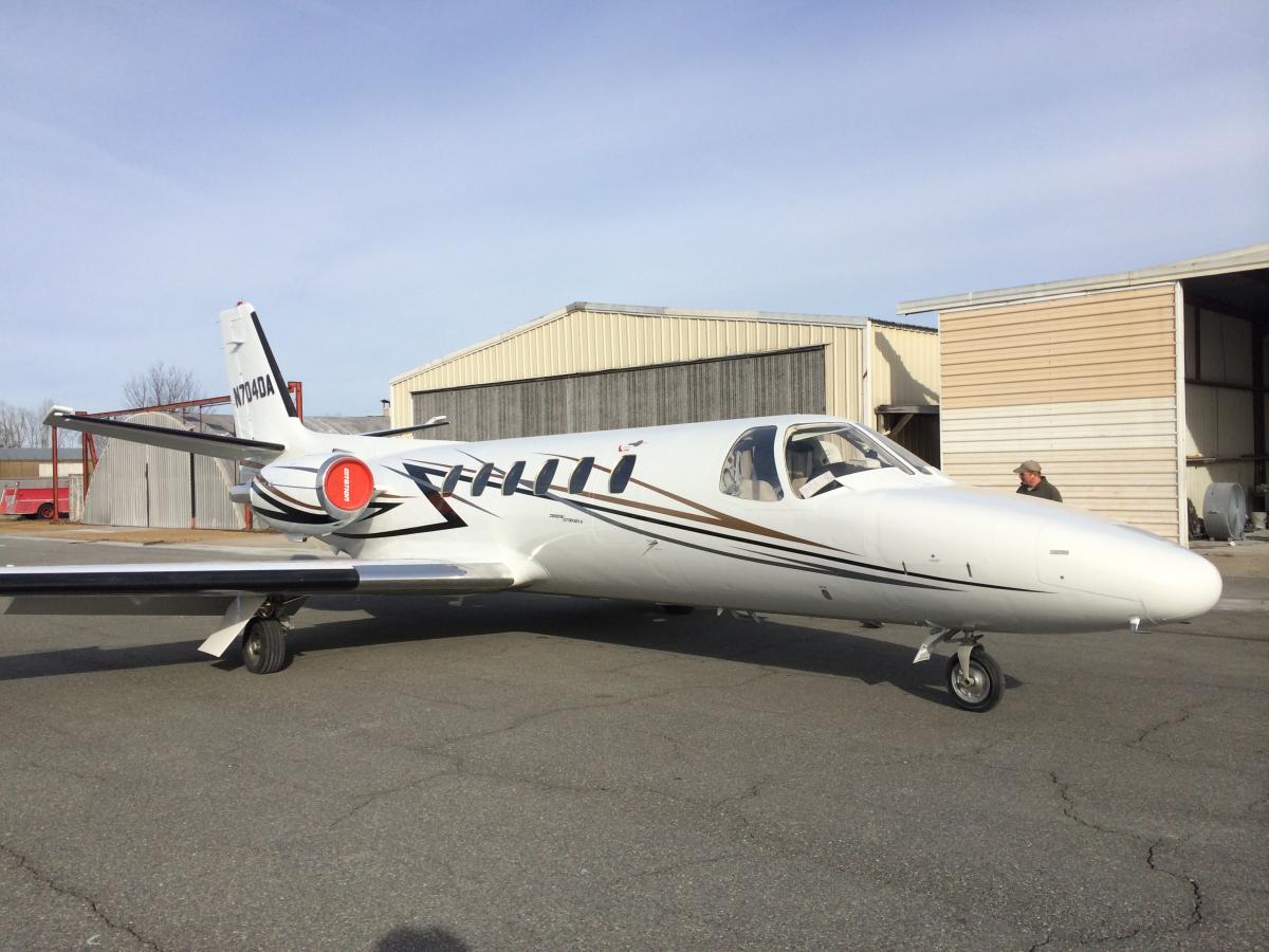Completed aircraft parked on the Plantation Airpark ramp